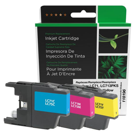 Clover Technologies Group, LLC Cyan, Magenta, Yellow Ink Cartridges for Brother LC71, 3-Pack