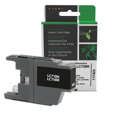 Clover Technologies Group, LLC Remanufactured High Yield Black Ink Cartridge (Alternative for Brother LC71BK LC75BK) (600 Yield)
